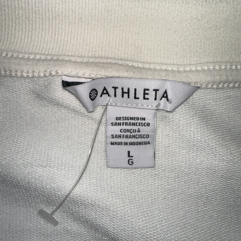 Athleta Women's Pullover V-Neck Cream Sport Vest Sweatshirt Large Retroterry NWT - Picture 3 of 10
